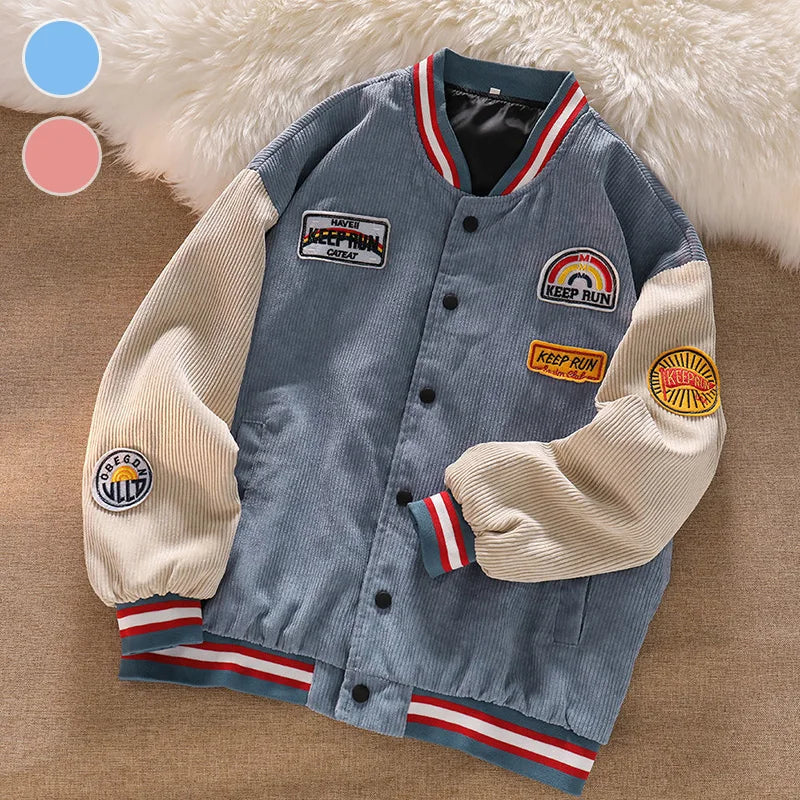 Men Baseball Jackets Spring Autumn New Embroidered Letters Corduroy Loose Coat Tracksuit Harajuku Retro Uniform Men's Clothing